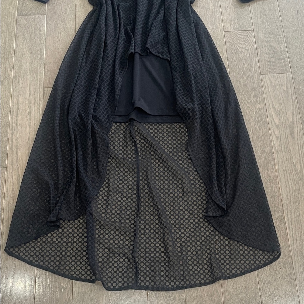 Simon Chang Elegant Black Mesh Overlay Evening Dress 🔥 Size Medium - Picture 8 of 17